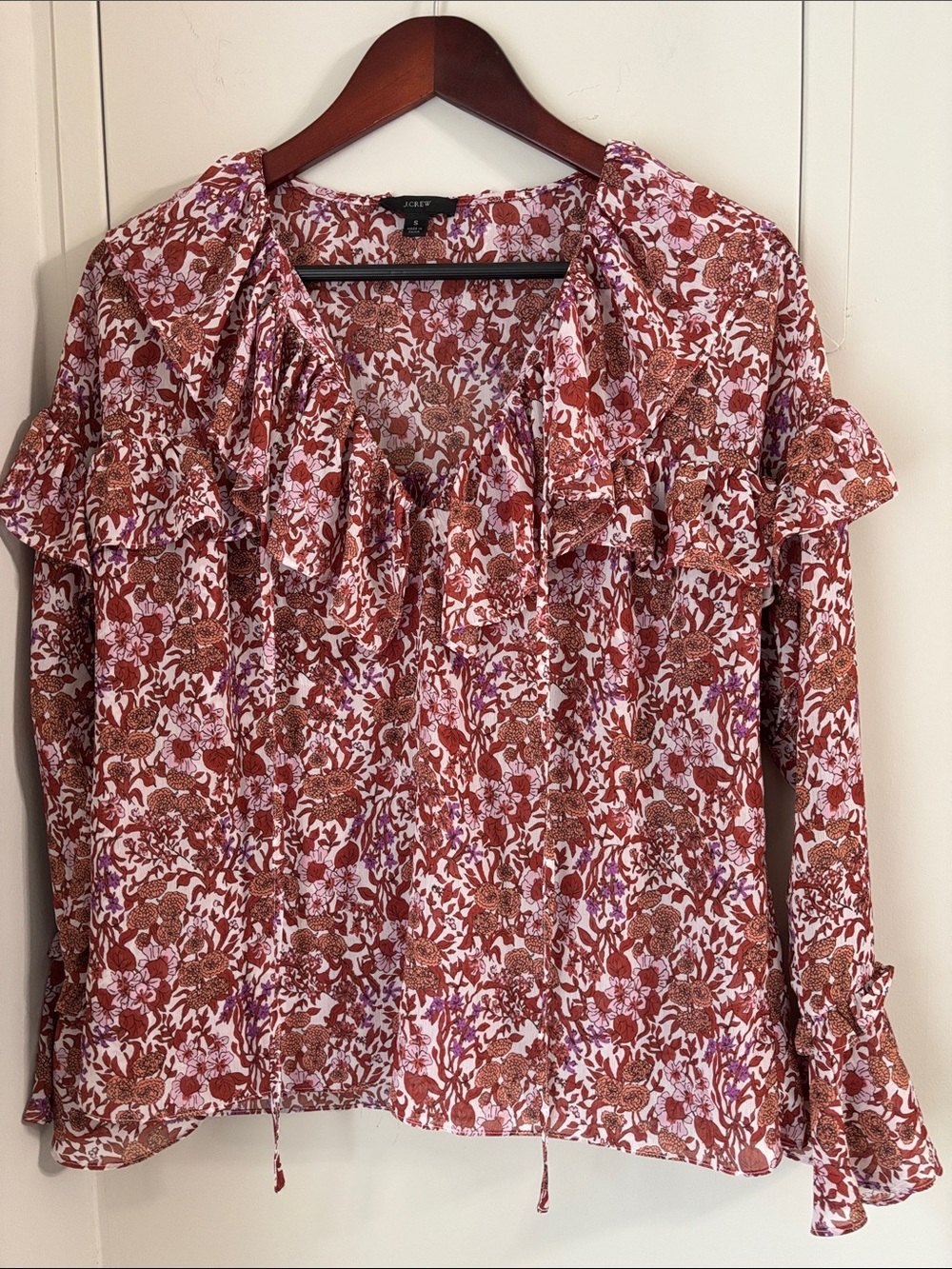J. Crew Floral Ruffle Blouse